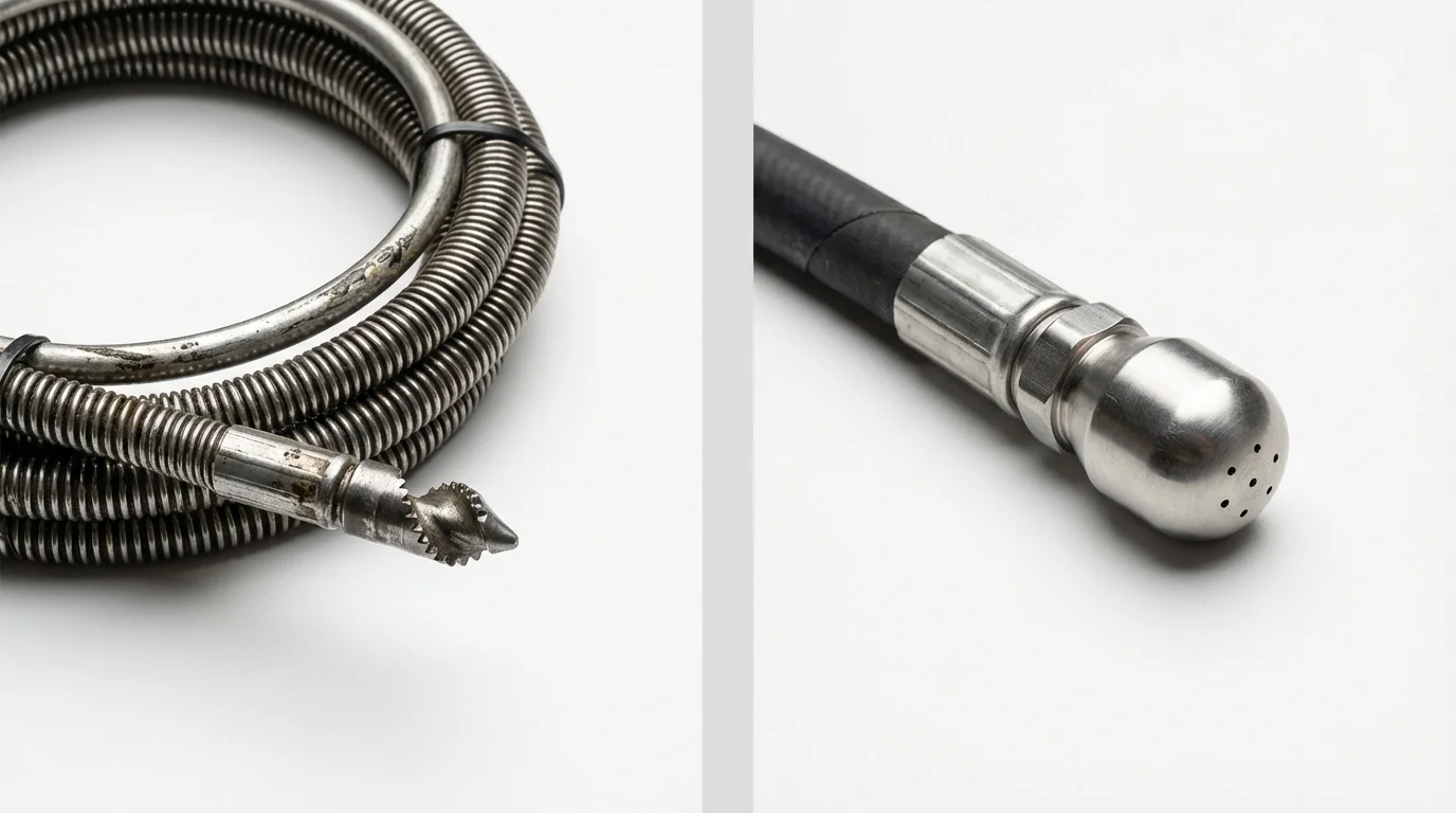 Drain snake cable and hydro jetting nozzle used for drain cleaning in Marsing, ID
