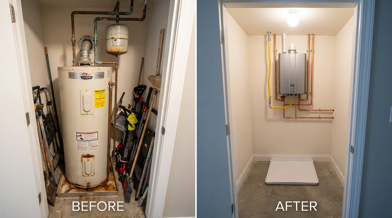 Tank water heater versus wall-mounted tankless unit comparison for Marsing, ID homeowners